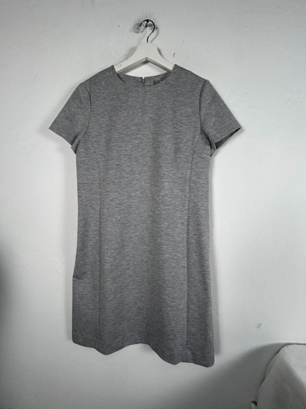 Uniqlo Womens Gray Ponte Short-Sleeve Shift Dress Size Large Stretch Casual New